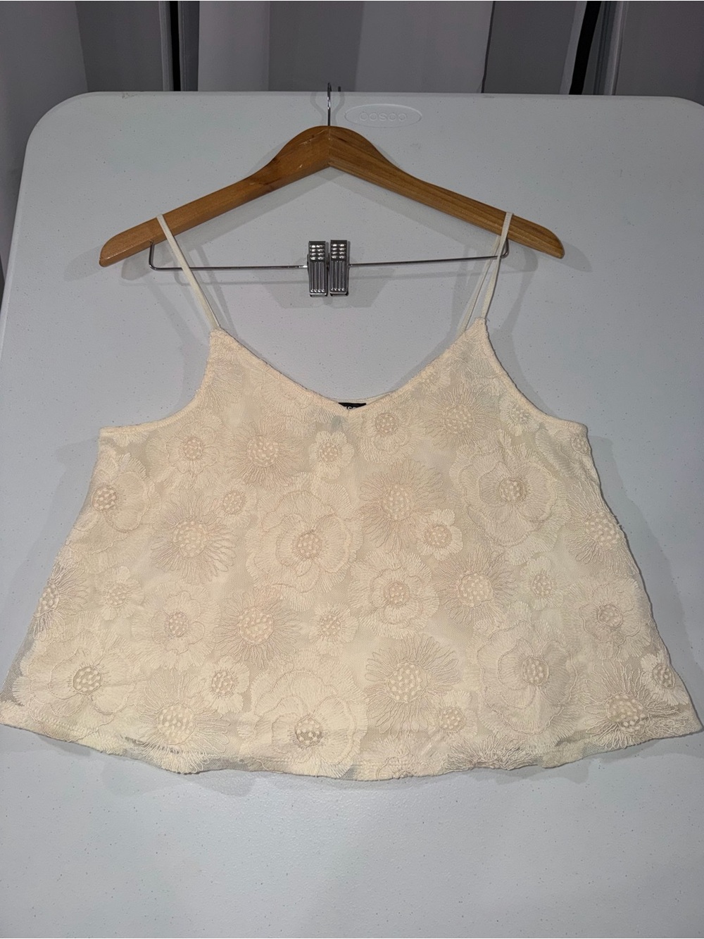 Express Cream Floral Lace Camisole Tank